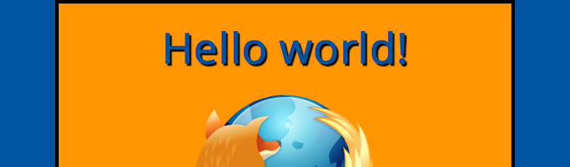 “hello world”标题,下面是 firefox 标志